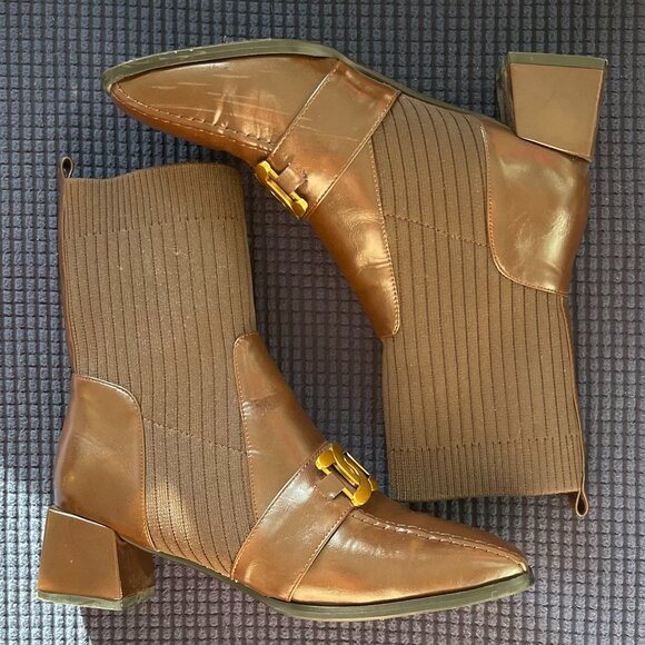 Knit Buckled Block-Heel Booties - Picture 8 of 8